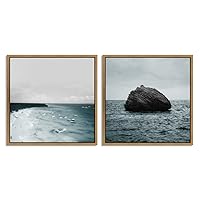 2 Piece Framed Canvas Wall Art Seascape Canvas Prints Home Artwork Decoration for Living Room,Bedroom - 16