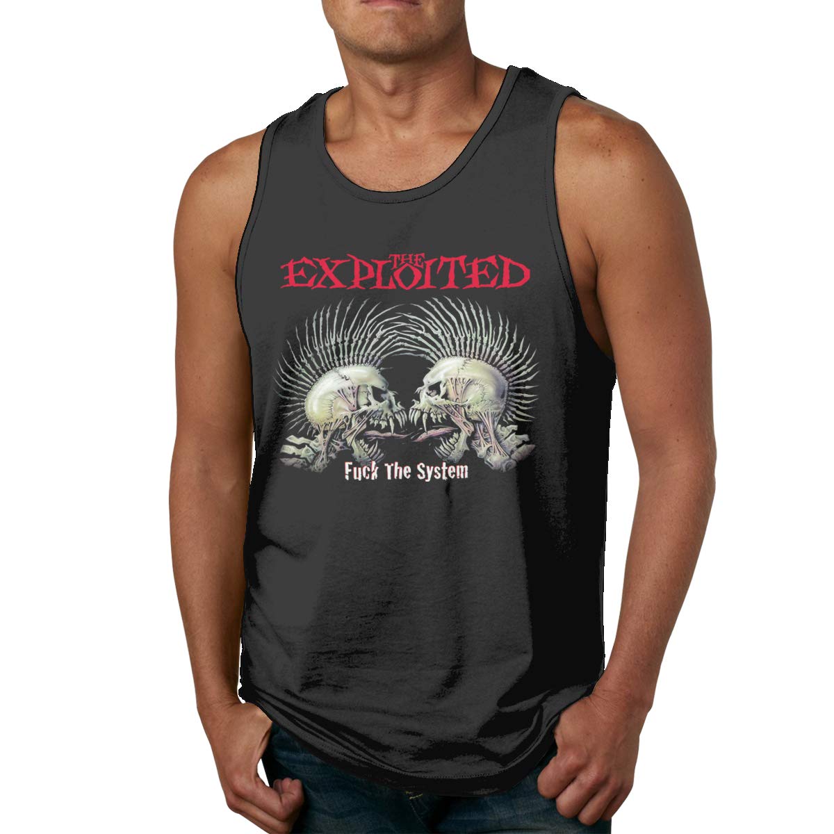 Smooffly Tank Top The Exploited Fuck The System Workout Muscle Bodybuilding Sleeveless T-s