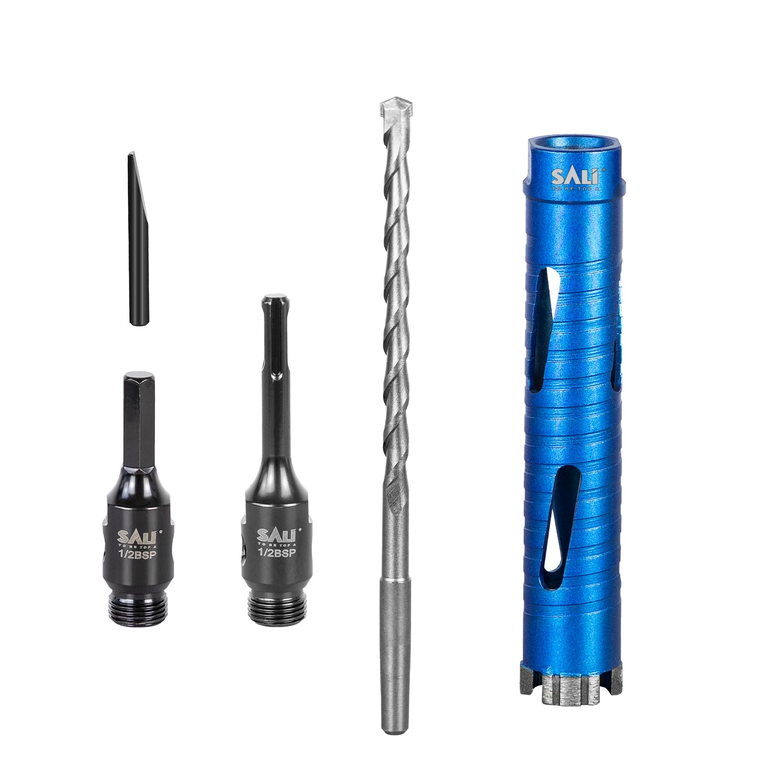Diamond Core Drill Bit Set 32mm x 150mm Long Turbo Laser-Welded Segments for Concrete Brick Block Stone Masonry Granite Drill Bit Core Accessories with SDS Adapter,Hex Shank Adapter,Centre Drill