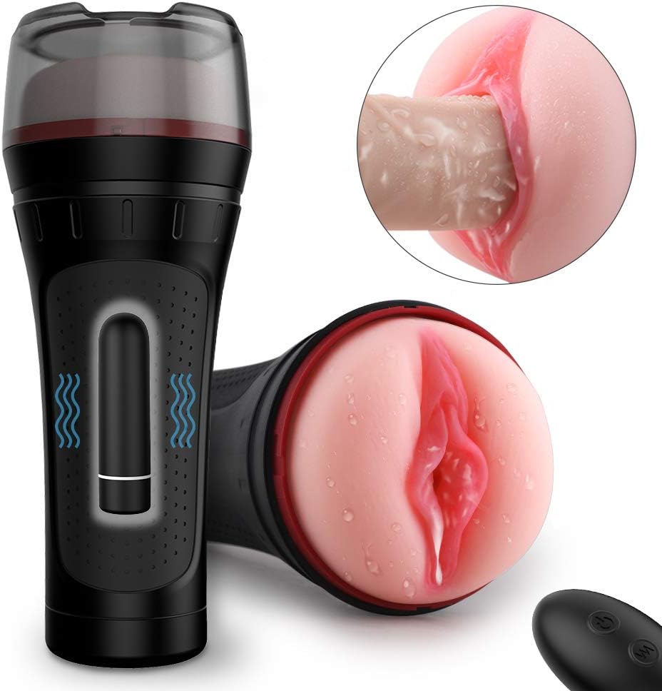 USB Charging Automatic Remote Control Piston Cup Strong Sucking Electric Massage Cup Pocket Puss-ey Stroker for Men, Auto Sucking Vibrating Soft Silicone Pussy Toy Sexy Underwear Equipment, Tshirt
