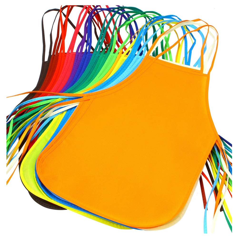 KNEWMART 12-Piece Children's Artist Smocks and Aprons, Kids Artists Aprons Waterproof Fabric Aprons Painting Drawing for 2-8 Years Kids Crafts & Art Painting Activity Kitchen