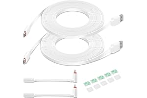 DIANMU 2Pack 10FT Flat Power Extension Cable for Wyze Cam v4/v3/Pan v3/OG/v3 Pro, Blink Mini, Ring Indoor, Kasa Indoor, Blink Mini Pan, Charging Power Cord for Security Camera (Not Type-C)