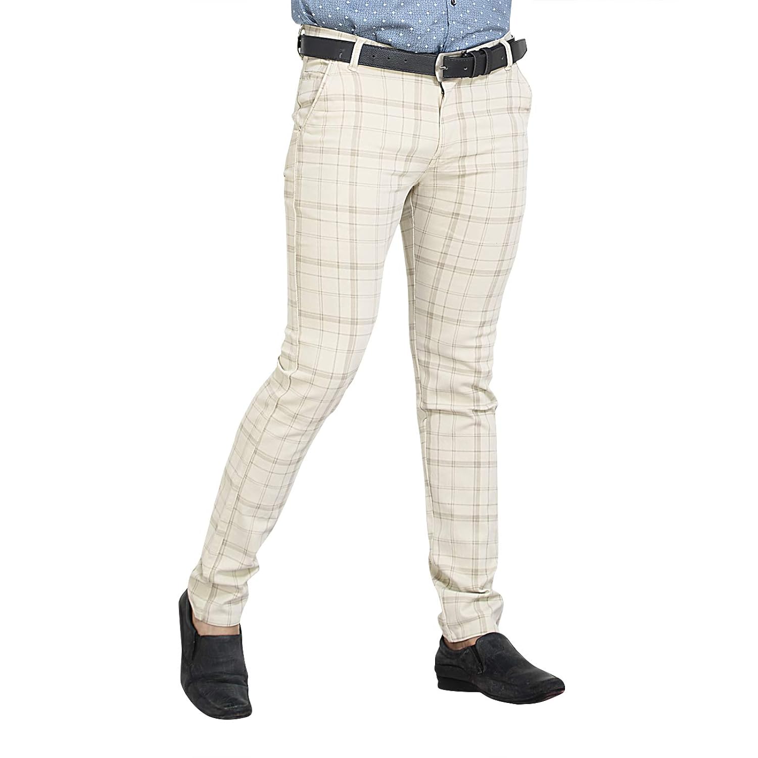 private image checkered blue trousers for mens