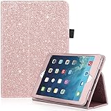 iPad Mini Case, iPad Mini 2 Case, iPad Mini 3 Case, UrbanDrama Glitter Sparkly Slim Fit Folio Stand PU Leather Case with Auto Wake/Sleep Feature Luxury Smart Cover for iPad Mini 1/2 / 3, Rose Gold