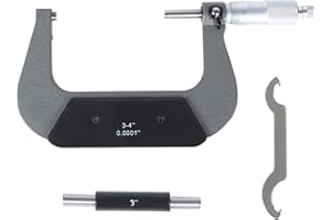 kimllier 3-4 Inch Accuracy Outside Diameter Micrometer Accuracy 0.0001 Inch Carbide with Ratchet Stop Thimble