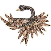 Cute Black Swan Christmas Brooches Lapel Pins Dainty Unique Rhinestones Animal Brooch Pin Suit Sweater Scarves Hat Dress Badges Jewelry Gifts for Women Her Thanksgiving