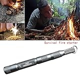 Enjoydeal Fire Starter, Magnesium SPARK Starter Aircraft Aluminum Emergency Survival Kit Camping Tool W Tactical Keychain Grey