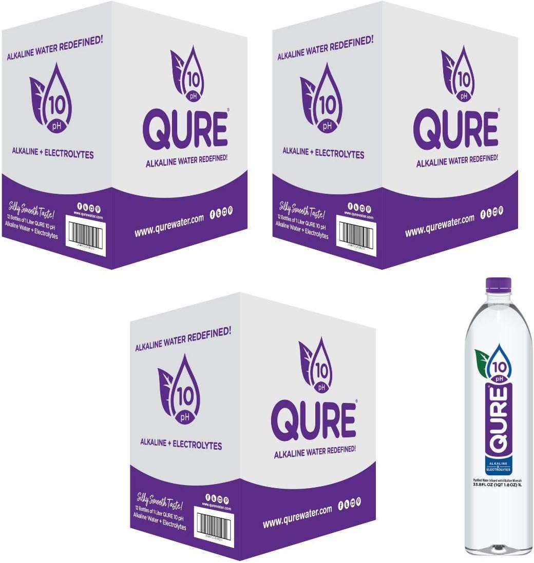 Qure Alkaline Water, 33.8 Ounce (Pack of 36)