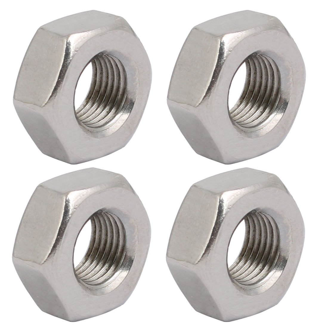 Sourcingmap 4pcs M10 x 1mm Pitch Metric Fine Thread 304 Stainless Steel Hex Nuts