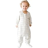 Tealbee Dreamsie: Toddler Sleep Sack with Long Sleeves and Footies 3T 4T - 0.8 TOG Baby Wearable Blanket for Walkers - Rayon made from Bamboo, Organic Cotton - Checkered