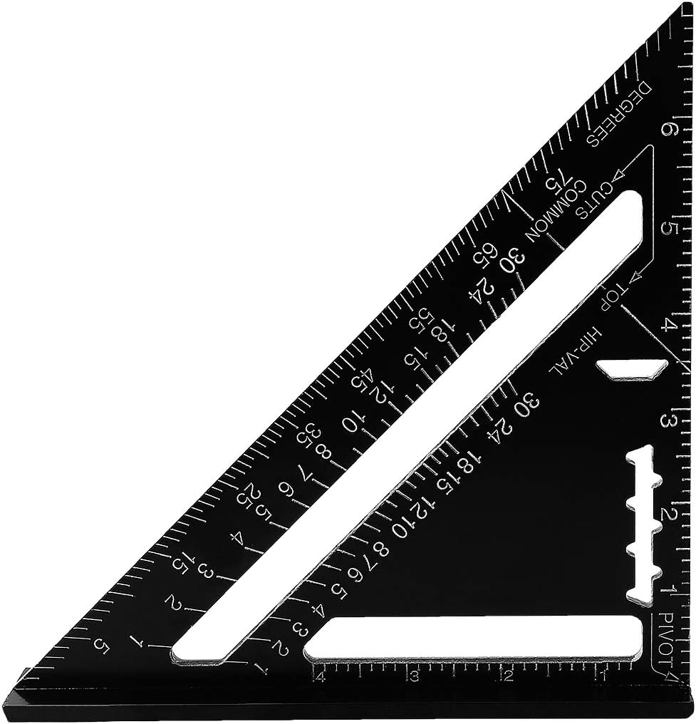 7 Inch Square Triangle Ruler, Aluminium Layout Measuring Tool for Measuring Ruler Tool (Black) - Image 5