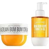 Sol de Janeiro Bum Bum Cream and Firmeza Body Oil Bundle | Deeply Nourishing, Skin Firming Body Oil &amp; Body Cream Bundle, Fast-Absorbing, Vanilla, Salted Caramel &amp; Sandalwood Scent