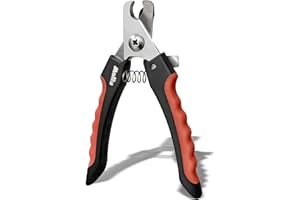 Maiiu Dog & Cat Nail Clippers, Pet Nail Clipper and Trimmer with Safety Guard to Prevent Over Cutting, Grooming Razor Sharp Blades with Nail File for Small, Medium, Large Breeds, S Red