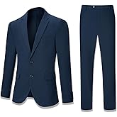 JIKHONEY Men's Suit Slim Fit 2 Piece Suits for Men, Two Button Blazer Jacket Pants Set with Tie for Wedding Business Dinner