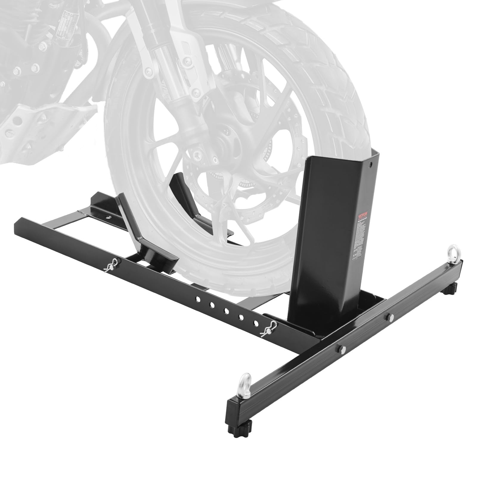 Photo 1 of ***MISSING PARTS*** VEVOR Motorcycle Wheel Chock, Max. 1800 lbs Heavy Duty Motorcycle Stand, with 6 Adjustable Holes, Durable Steel Construction, Fits 15"-22" Wheels, Work with Off-Road and Regular Bikes