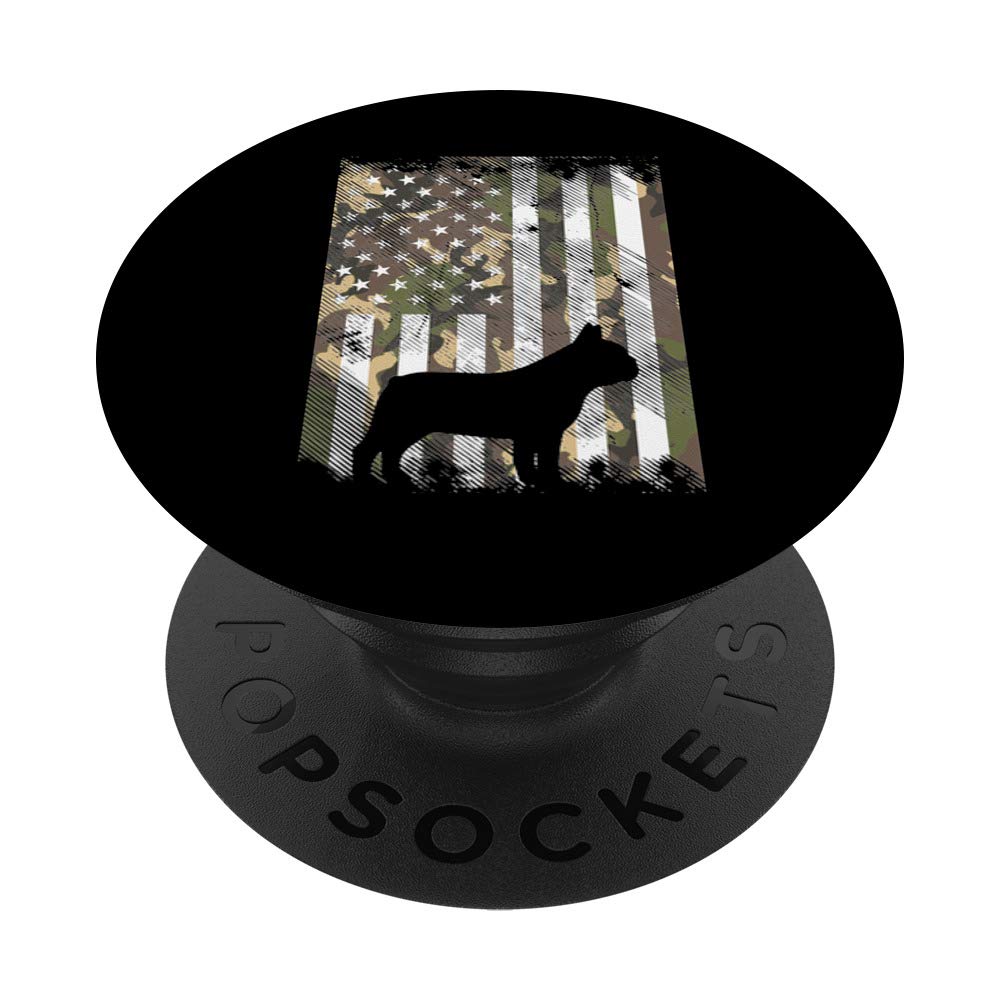Camo US Flag French Bulldog Frenchie Patriot Dog Lover Gift PopSockets PopGrip: Swappable Grip for Phones & Tablets