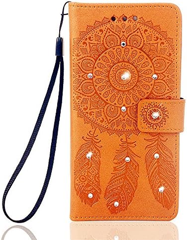 XKAUDIE(TM) Wind chime Flower series Embossing Diamonds PU Leather Case Wallet Flip Stand Flap Closure Case Cove (Brown) For Alcatel Fierce 4 Allura Pop 4 Plus 5056