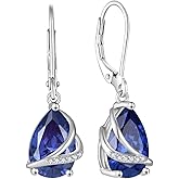 Rocayi Birthstone Dangle Drop Earrings for Women 925 Sterling Silver Teardrop Leverback Earrings Jewelry Gifts for Wife Mother Her