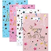 Fadayunn Happy Birthday Party Favor Bags Birthday Candy Bags Goodie Bags for Party Goodie Bag Loot Gift Bags Bulk Plastic Candy Favor Bag for Girl Boy Party Decor 40 PCS 6.3 x 9.4In