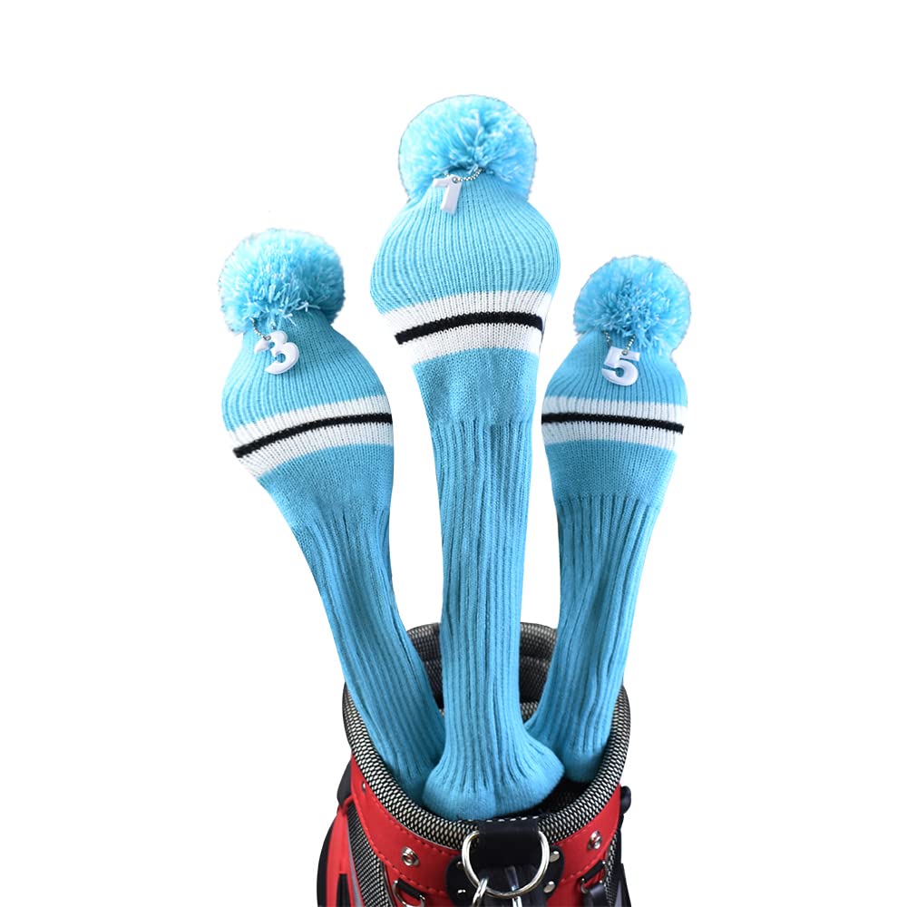 Hauni Stripes Knitted Golf Club Head Covers 3 Piece Set 1 3 5 Driver and Fairway HeadCovers Fits 460cc Drivers…