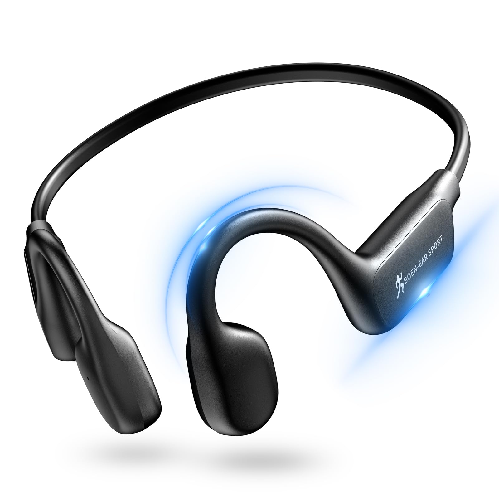 Slopow 骨伝導イヤホン Bluetooth ヘッドホン オープンイヤー型ワイヤレスイヤホン Type-C急速充電 骨伝導 ヘッドホン 防水軽量 耳を塞がない マイク付き 空気伝導 ステレオ 8 時間再生 運動・通勤・旅行に最適 (ブラック)商品画像