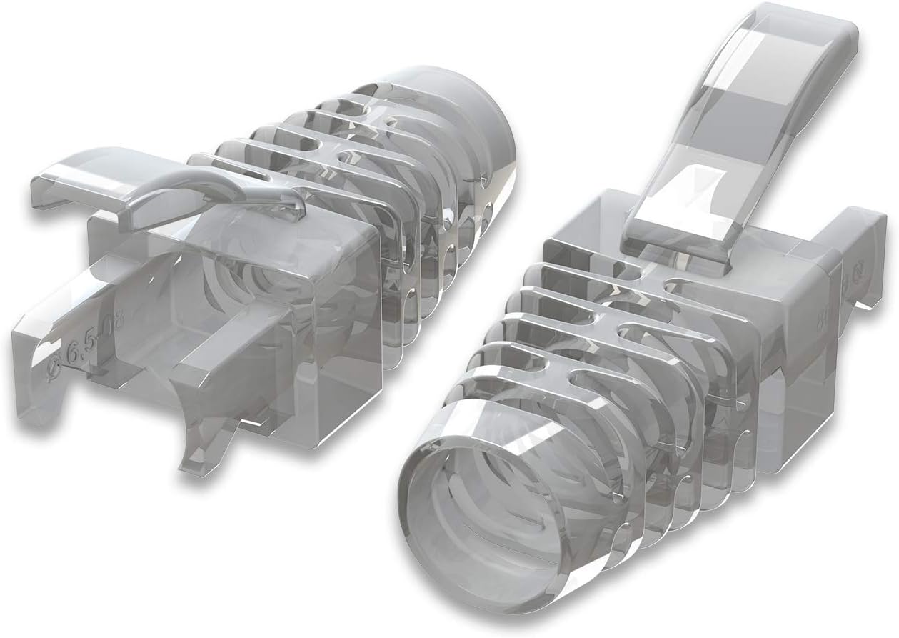 LINKUP - Cat6 RJ45 Easy Pass Thru Connector Boot, xEZ Through boots - 55 pcs, 6.5mm OD, 24-26AWG
