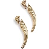 Tory Burch Women's Logo Spike Front-Back Earrings, Light Brass, Bronze, One Size