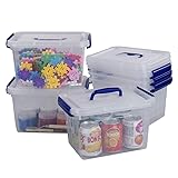 Pekky Plastic Small Handle Storage Box, 6 Quart