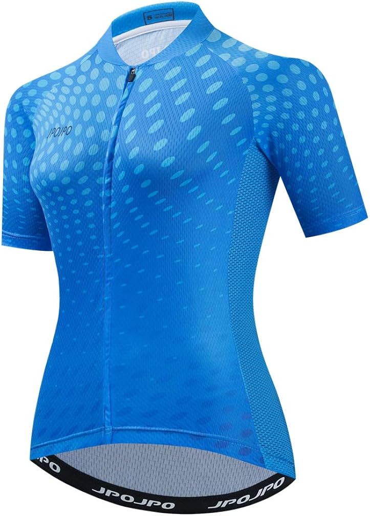 JPOJPO Damen Radtrikot Kurzarm – Atmungsaktiv, Mit 3 Taschen & Reflektierenden Streifen Für Sichere Fahrten