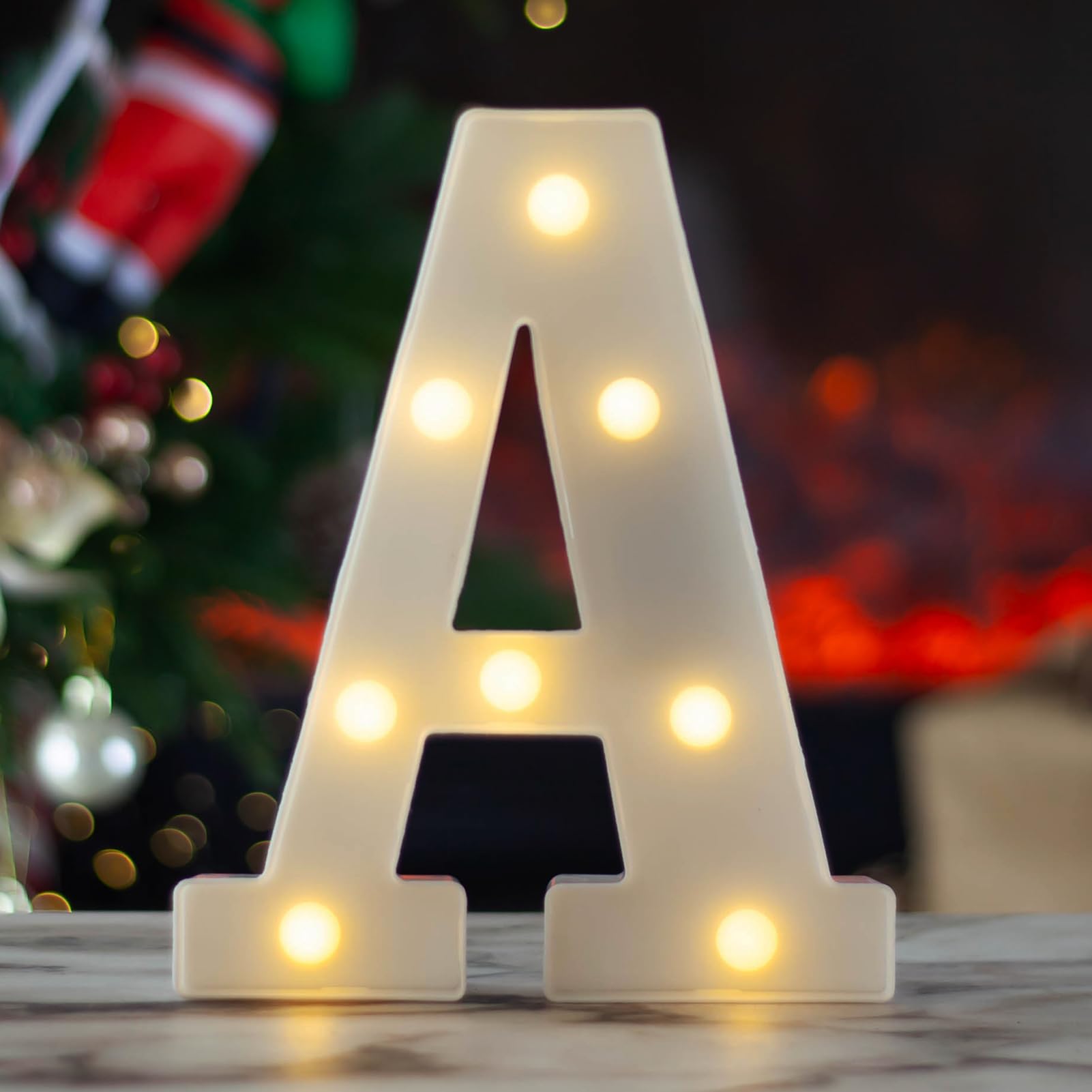 Photo 1 of LED Marquee Letters, White 26 Alphabet Light Up Letters, Battery Powered LED Letter Lights for Birthday Party, Christmas Night, Home, Bar, Graduation, Wedding Decoration(A)