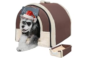 ANPPEX Dog House Indoor, 2 in 1 Washable Covered Dog Bed, Insulated Cozy Dog Igloo Cave, L Size for Small Dog