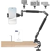 NEEWER 22" Magic Arm w Desk C Clamp, Overhead Camera Mount with Articulating Mic Boom Arm 1/4" 3/8" Threads for ARRI, Desktop Stand Holder for Phone Microphone Webcam Action Camera Video Light, UA057
