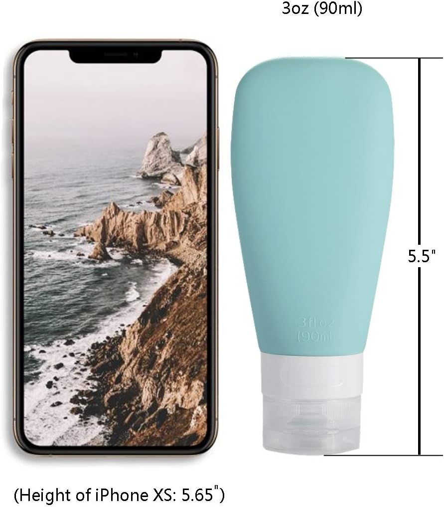 Silicone Travel Bottles, Vonpri Leak Proof Squeezable Refillable Travel Accessories Toiletries Containers Travel Size Cosmetic Tube for Shampoo Lotion Soap Liquids (4pack)