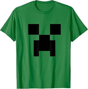 Minecraft Minimalist Big Creeper Face Pixel T-Shirt