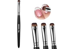 GSWOI Acrylic Nail Brush for French Tips & Gel Polish Clean Up | Professional Dual-Use Brush with Wooden Handle for Acrylic/Polygel/Builder Gel | Nail Art Design Tool for Cleaning & Detailing (F16)