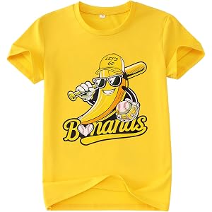 AG AGUU Kids Boy Girls Baseball Shirt Baseball Team Graphic T-Shirt Teen Banana Base Ball Fans Tees Game Day Outfit Top 8-12Y
