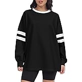 XIWUKOD Women Crewneck Color Block Sweatshirts Striped Tops Long Sleeve Shirts Casual Oversized Fall Pullover