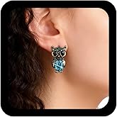 Xduargs Boho Sapphire Owl Earrings Blue CZ Owl Earrings Vintage Cute Owls Stud Earrings Animal Owls Statement Earrings Jewelry for Women