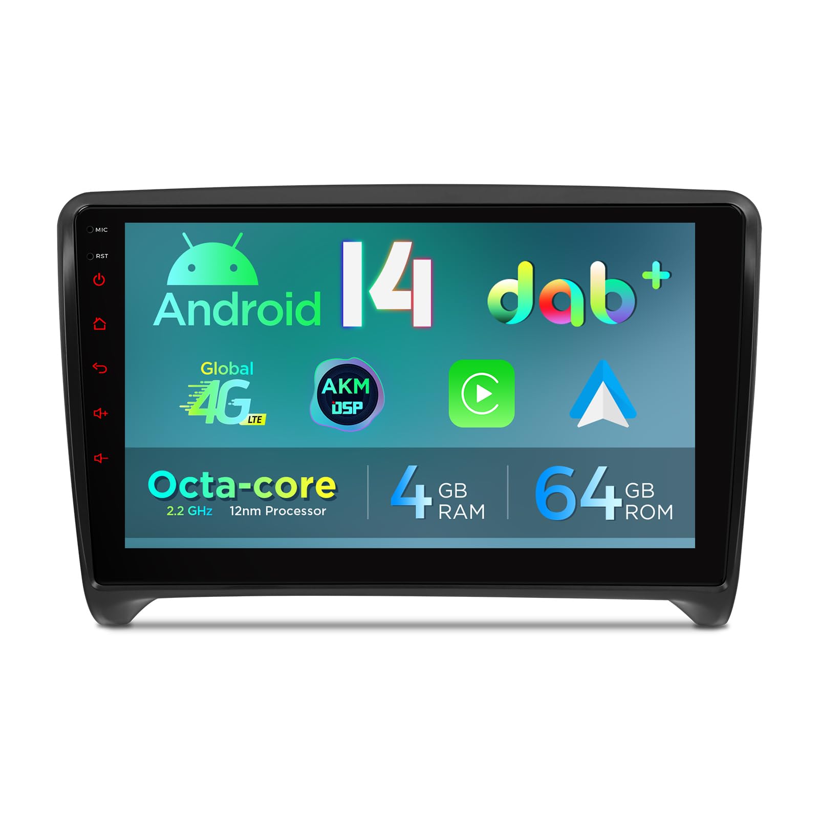 XTRONS 9" Android 14 DAB+ Car Stereo for Audi TT MK2 8J (2006-2012), Octa Core 4+64GB Radio Player 4G AKM DSP 2K CarAutoPlay Auto GPS Navigation Bluetooth 5.0 New UI Cooling System