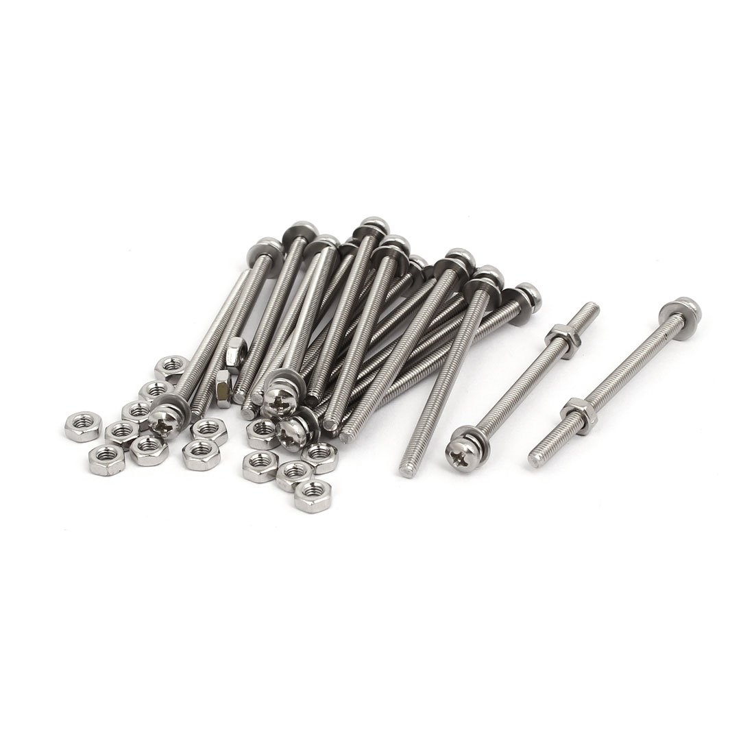 Sourcingmap M3x45mm 304 Stainless Steel Phillips Pan Head Bolt Screw Nut w Washer 18 Sets