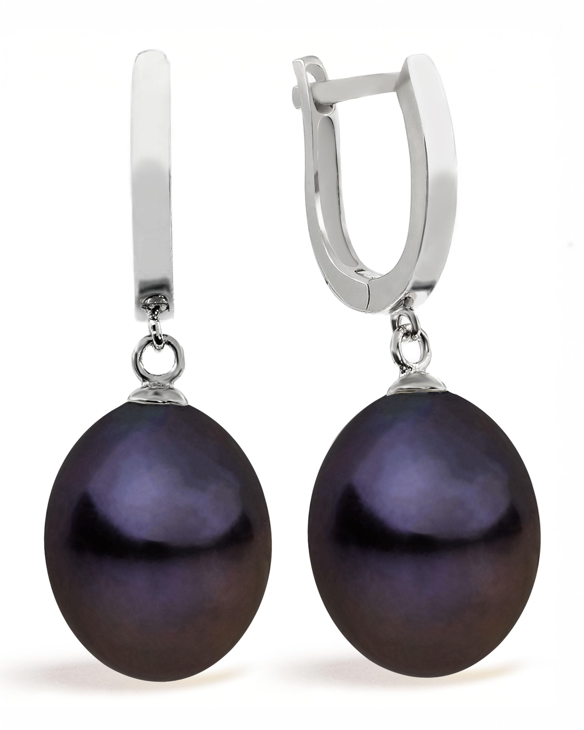 Women Pearl Earrings, Fresh Water Cultured Pearls Drop Shape 10,5-11 mm White, Lavender, Peach and treated Grey and Black colours by Secret & You | Sterling Silver 925