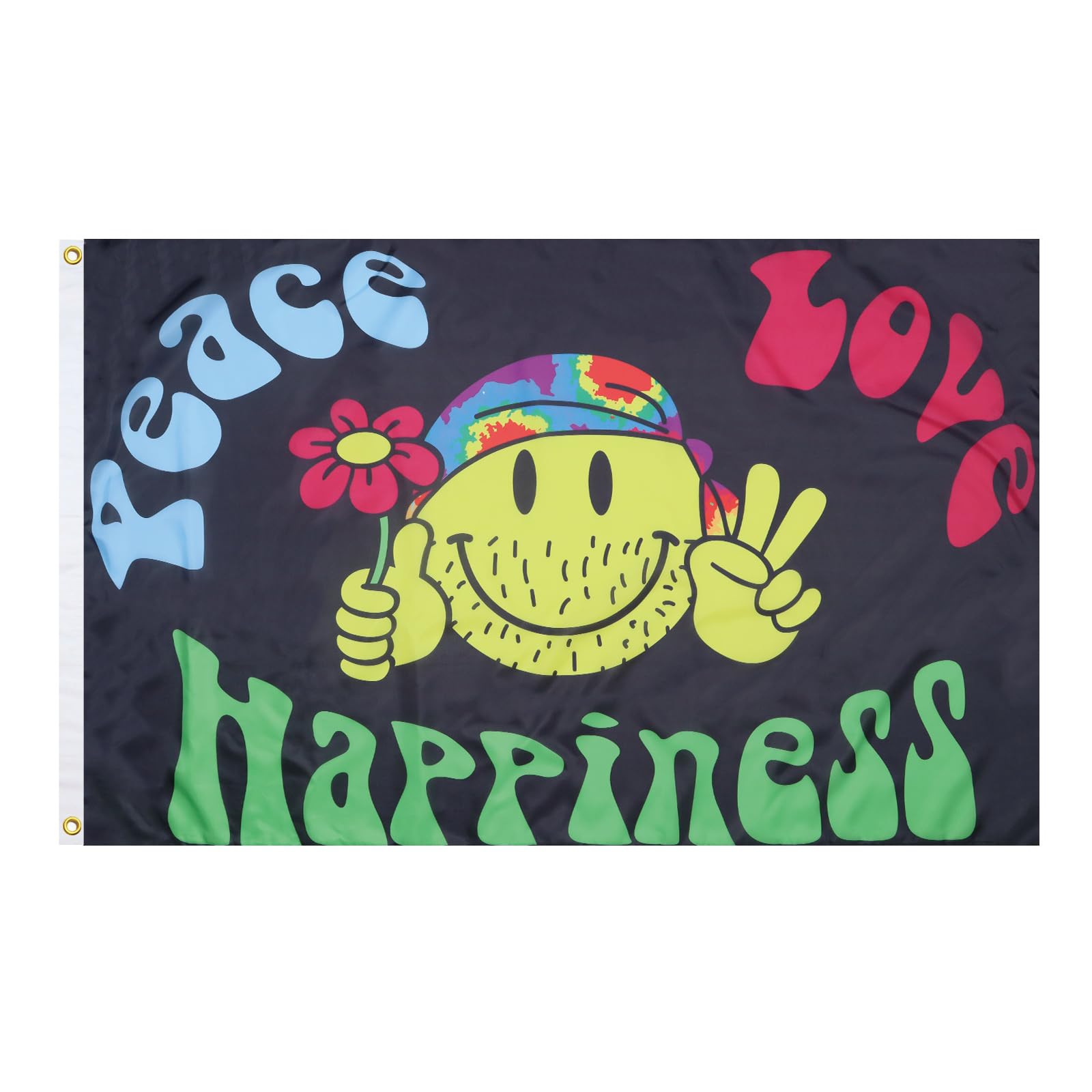 AZ FLAG - Rainbow Peace Love Happiness Flag - 2x3 Ft - 100D Polyester Gay Pride Banner with Two Metal Grommets - Fade Resistant - Vivid Colors - 2' x 3' Feet - 90x60 Cm