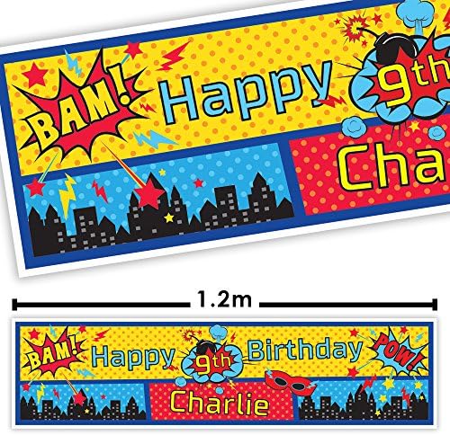 Super Hero Party Personalised Banner Pack of 2