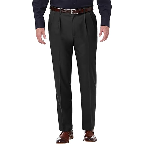 Men's Saggy Wide-Leg Suit Pants Pleat-Front Pant with Hidden