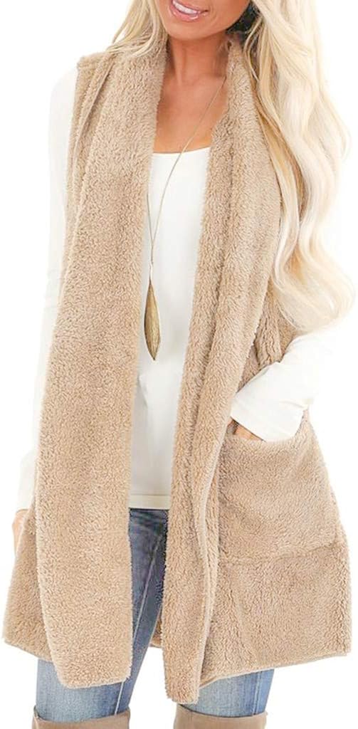 Cocila Womens Winter Fleece Hooded Gilets Waistcoat Ladies Sleeveless