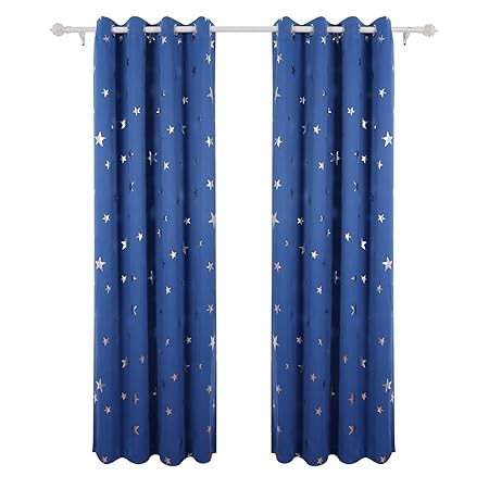 Deconovo Super Soft Thermal Insulated Silver Star Bedroom Eyelet