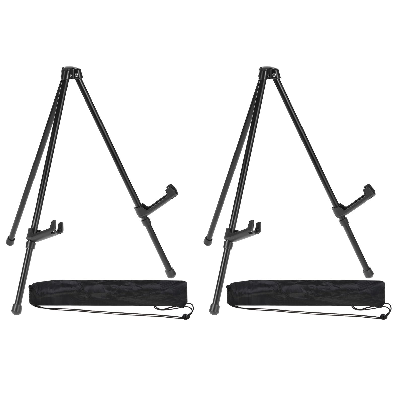 PATIKIL 2Set Tabletop Easel Stand for Display, 14in Table Top Easel Stand Small Portable Tripod Aluminum for Signs Poster Art Painting Decor Picture Wedding, Black