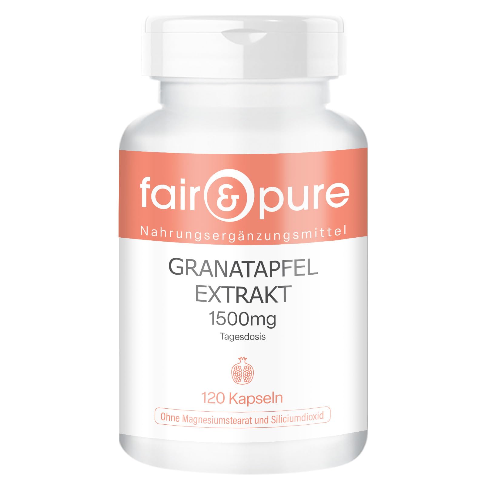 Fair & Pure® - Pomegranate Extract 1500mg Daily dose - 40% ellagic Acid - Vegan - 120 Capsules