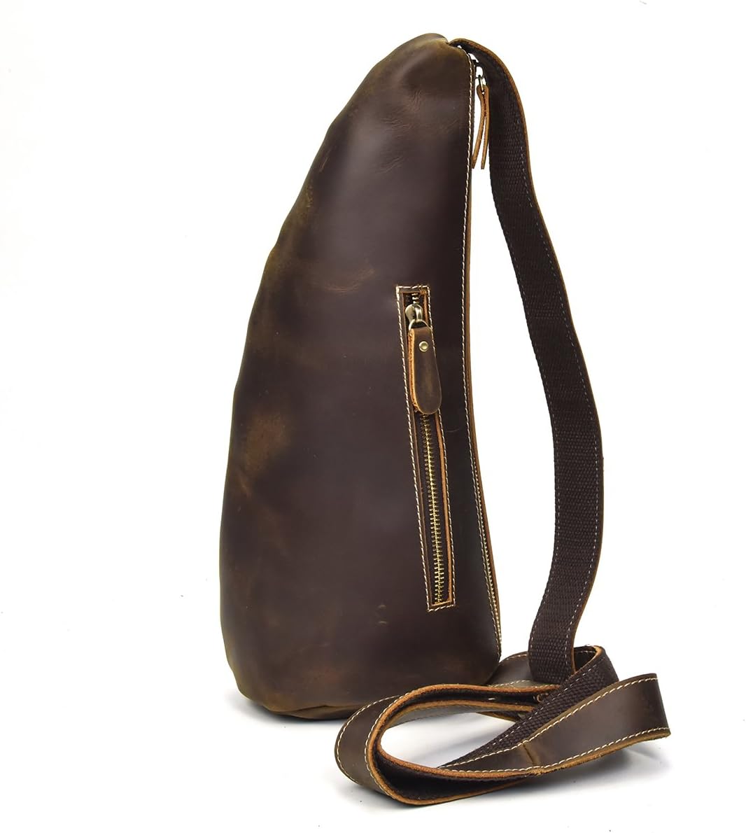 Men's Vintage Genuine Leather Sling Bag Chest Shoulder Backpack Crossbody Bag for Men Women