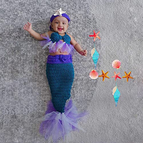 M&G House Mermaid Costume Set-Handmade Crochet Baby Photo Prop